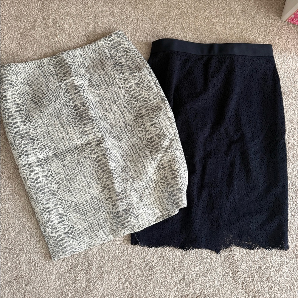 Ann Taylor Cream and Black Pencil Skirt Knee-Length Cocktail
